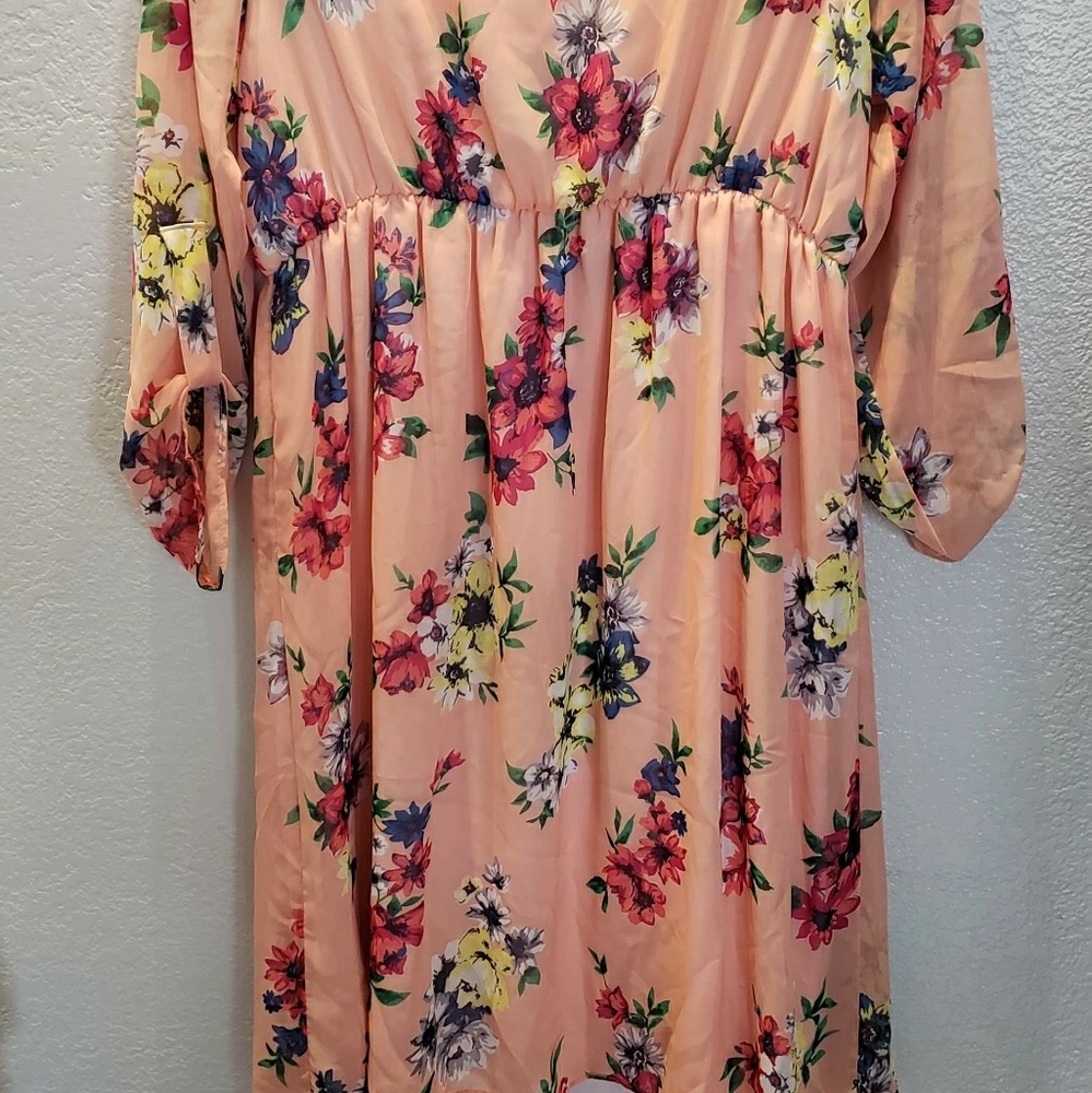 Pink Blush 3/4 sleeve Floral Dress